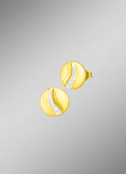 Damen BADER Schicke Ohrstecker in Bicolor mit 2 Diamanten