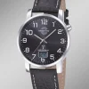 Herren MASTER TIME Schöne Herren-Lederarmbanduhr