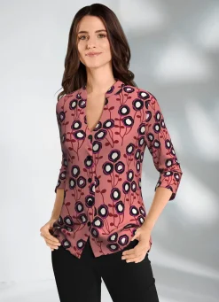 Damen KLAUS MODELLE MADE IN GERMANY Shirtbluse mit Stehkragen