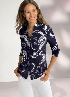 Damen KLAUS MODELLE MADE IN GERMANY Shirtbluse mit Stehkragen