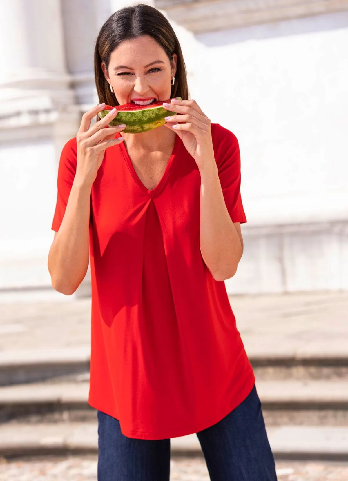 Damen laurakent Shirt mit Kellerfalte in 2 Farben