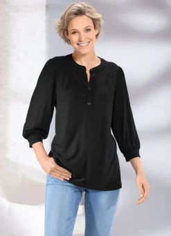 Damen BADER Shirt mit kurzer Knopfleiste in 2 Farben