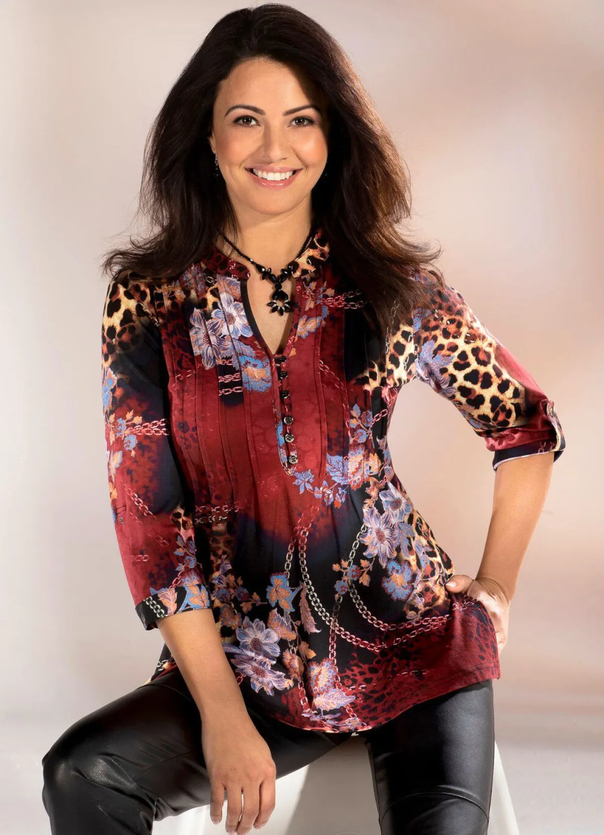 Damen BADER Shirt-Tunika mit farbbrillantem Druck