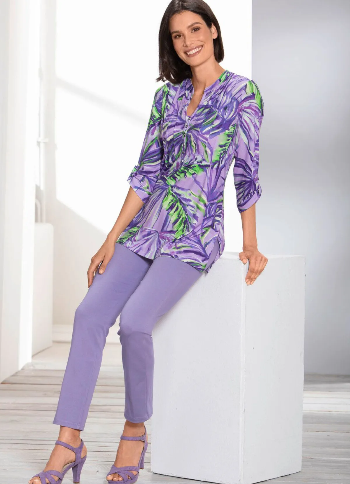Damen BADER Shirt-Tunika mit farbbrillantem Druck