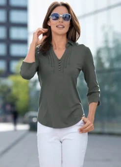 Damen BADER Shirt-Tunika mit Polokragen