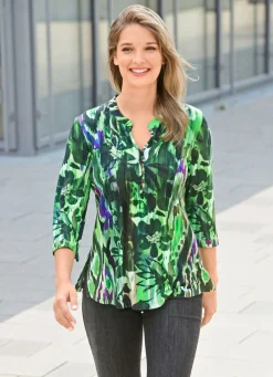 Damen BADER Shirt-Tunika mit Schlingenknopfleiste