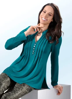 Damen BADER Shirt-Tunika mit Schmuckknopfleiste