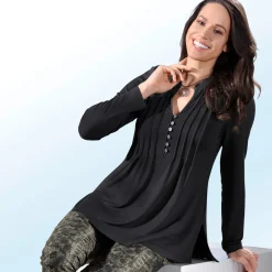 Damen BADER Shirt-Tunika mit Schmuckknopfleiste