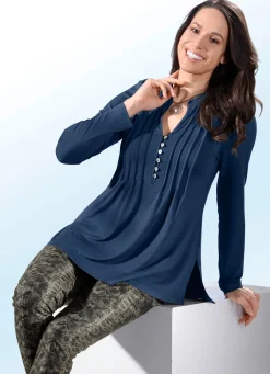 Damen BADER Shirt-Tunika mit Schmuckknopfleiste
