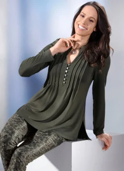 Damen BADER Shirt-Tunika mit Schmuckknopfleiste