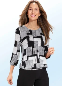 Damen BADER Shirt-Tunika mit Schmuckknöpfen