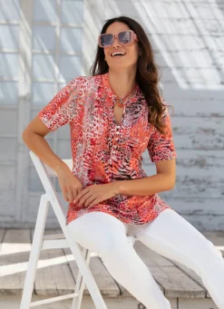 Damen BADER Shirt-Tunika mit Stehkragen