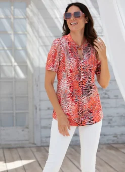Damen BADER Shirt-Tunika mit Stehkragen