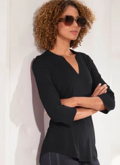 Damen BADER Shirt-Tunika mit Stehkragen