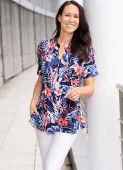 Damen BADER Shirt-Tunika mit Stehkragen