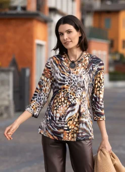 Damen BADER Shirt-Tunika mit V-Ausschnitt