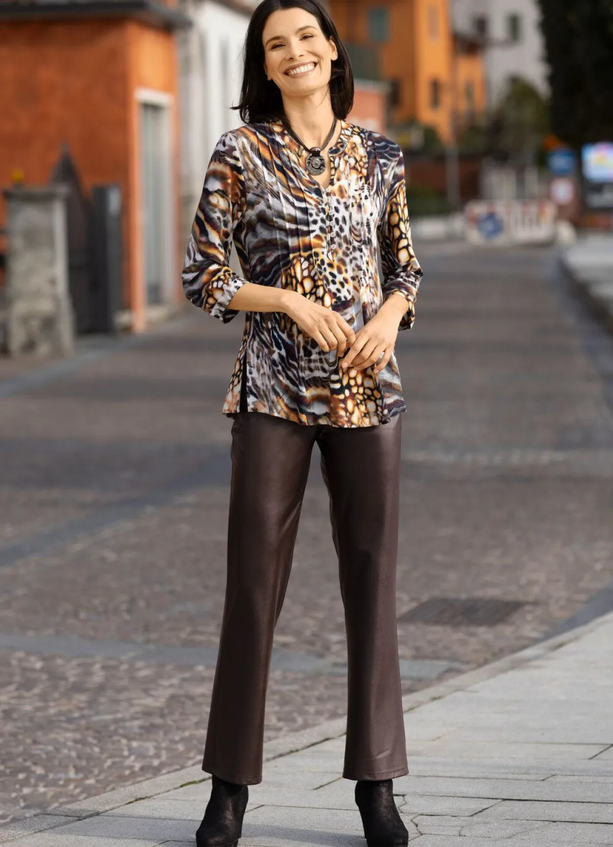 Damen BADER Shirt-Tunika mit V-Ausschnitt