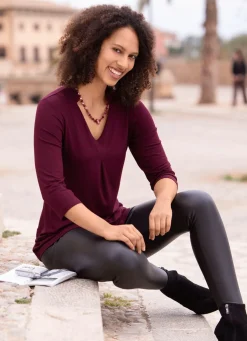 Damen BADER Shirt-Tunika mit V-Ausschnitt