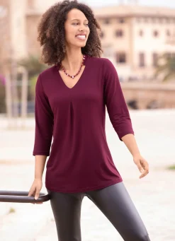 Damen BADER Shirt-Tunika mit V-Ausschnitt