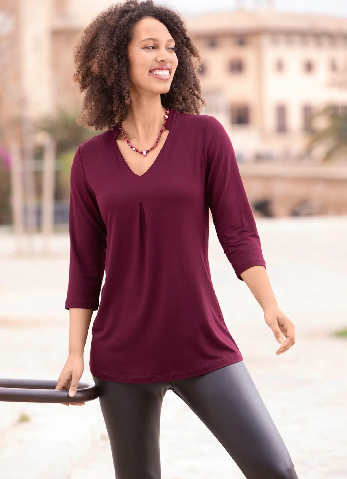 Damen BADER Shirt-Tunika mit V-Ausschnitt