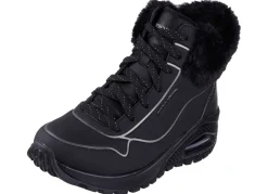 Damen Skechers , gefütterte Damen-Boots, Winterschuhe, mit flauschigem Plüschkragen