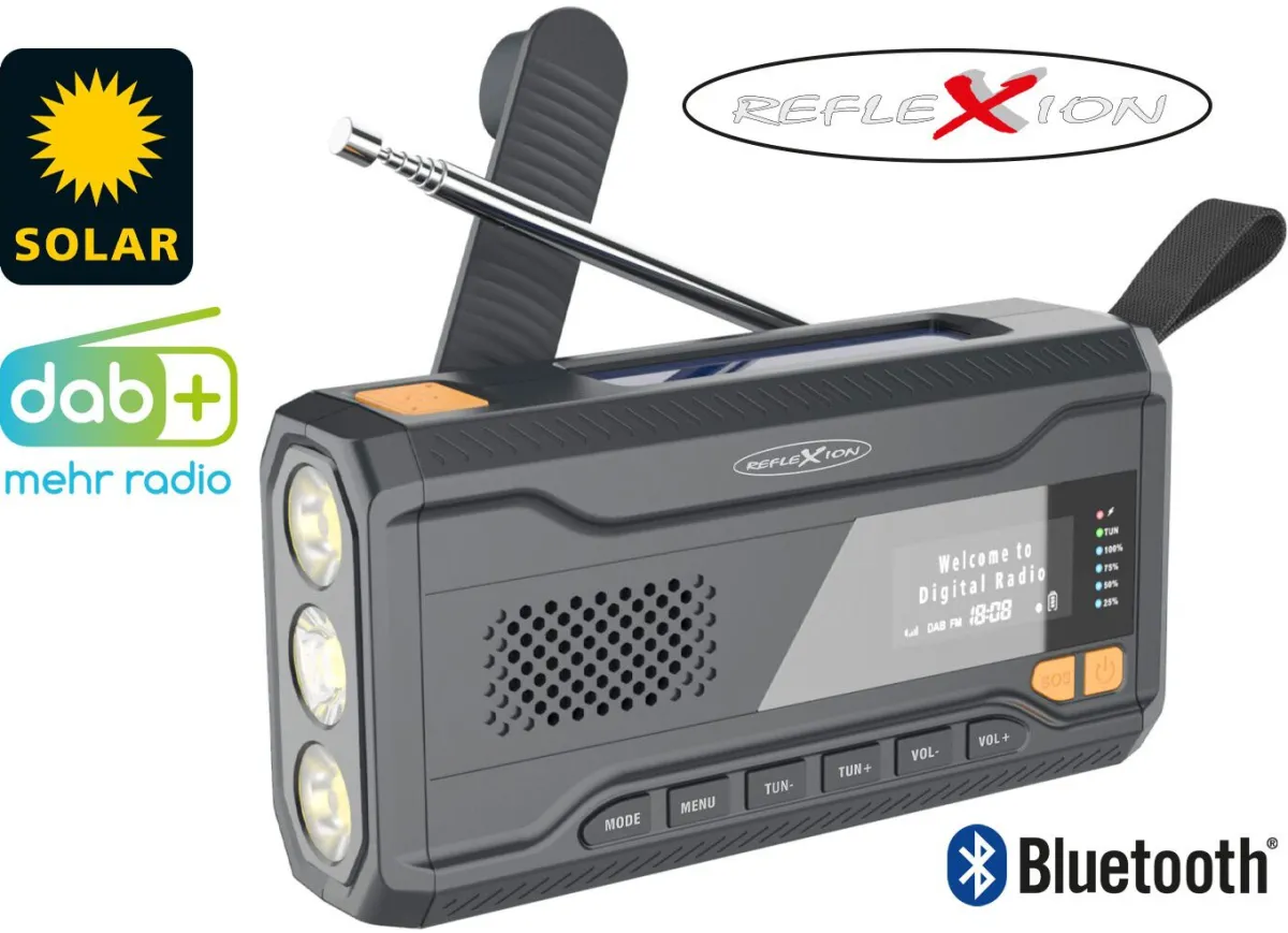 Reflexion Solarkurbel-Radio mit DAB+ und UKW-Tuner