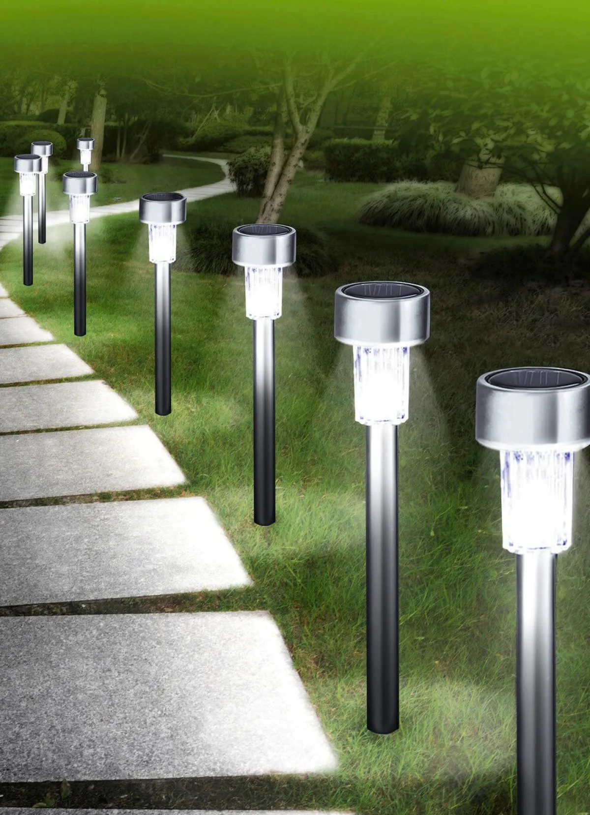 BADER Solar-Tubelights mit Gehäuse aus Edelstahl, 8er-Set