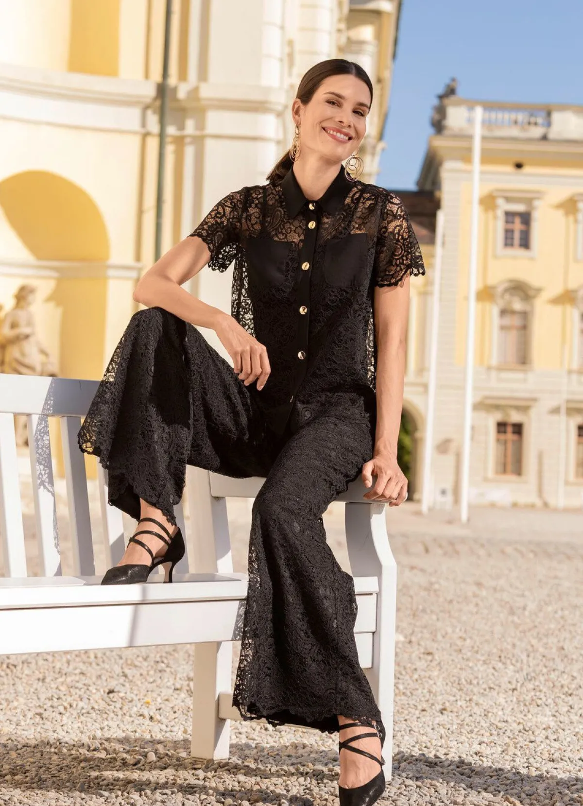 Damen laurakent Spitzenbluse mit Hemdkragen