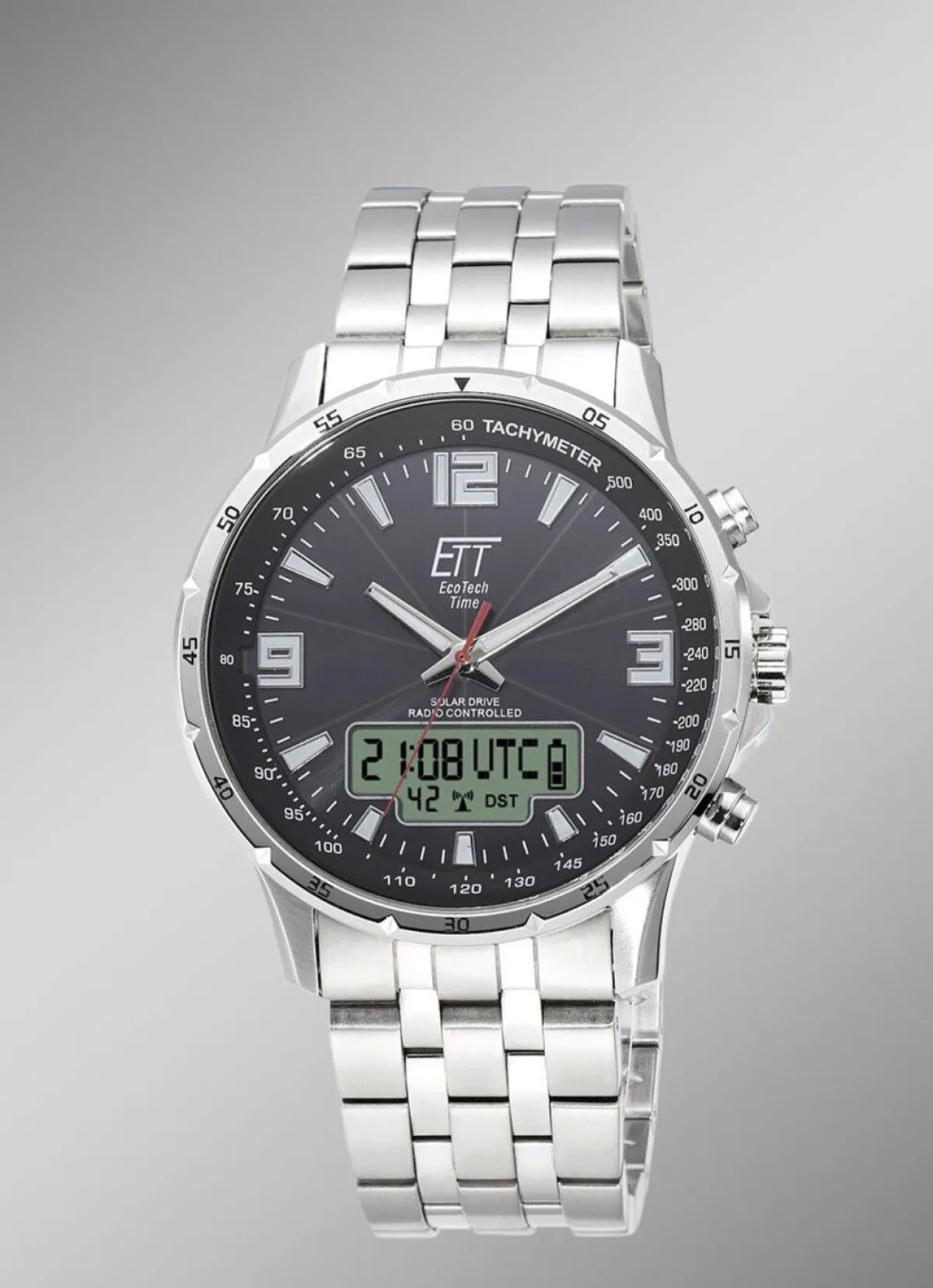 Herren ETT Sportliche Funk-Solar-Herrenuhr