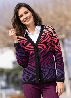 Damen BADER Strickjacke in Jacquard-Dessin
