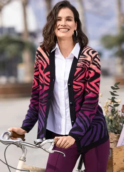 Damen BADER Strickjacke in Jacquard-Dessin