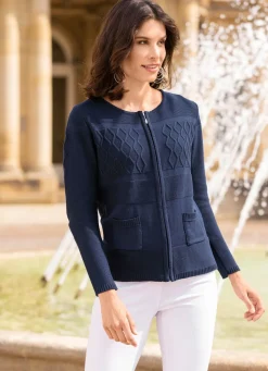 Damen BADER Strickjacke in Strukturmustermix