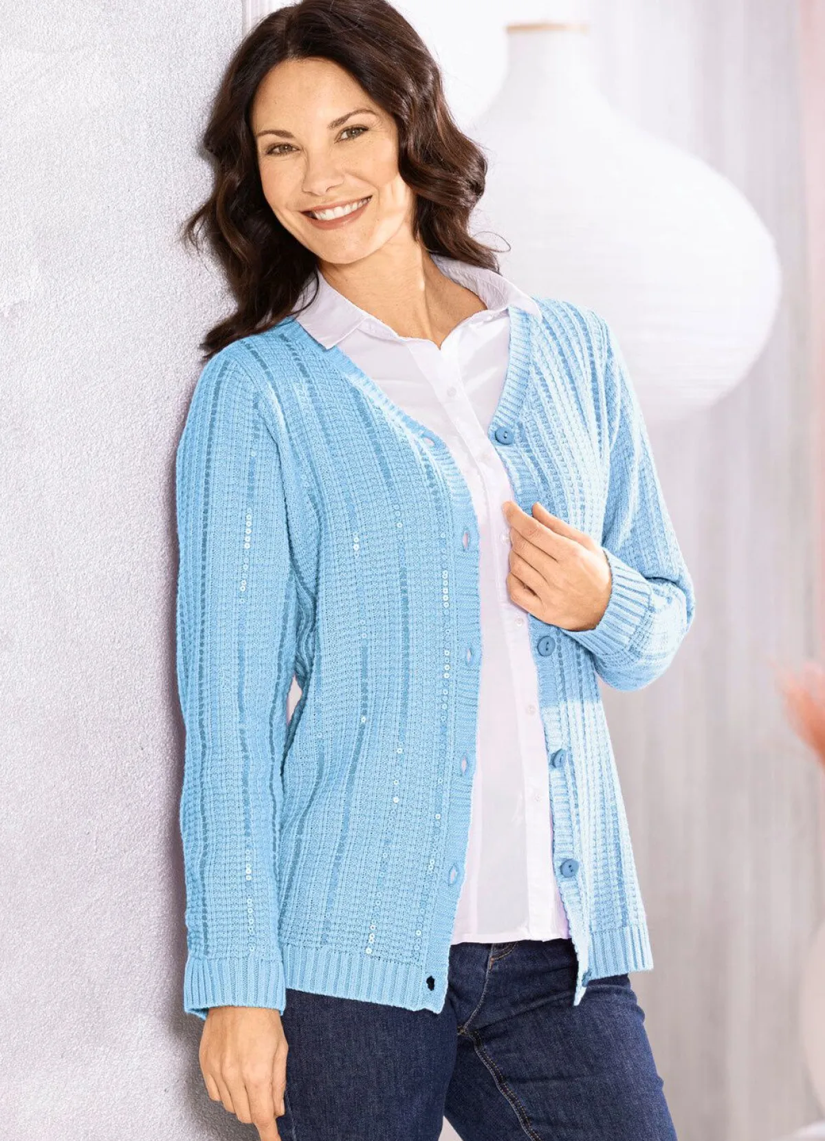 Damen BADER Strickjacke mit edler Paillettenzier