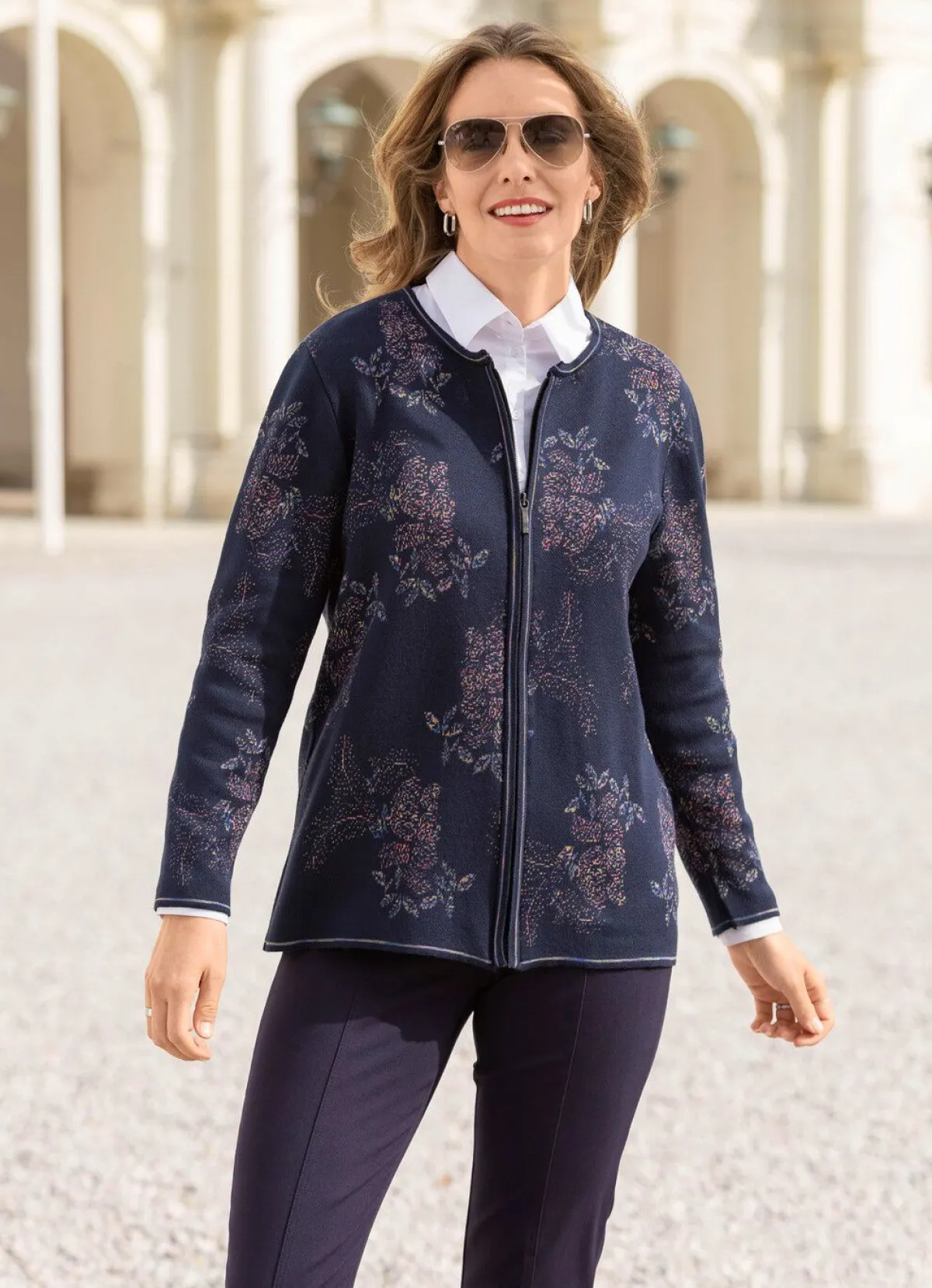 Damen BADER Strickjacke mit Jacquardmuster