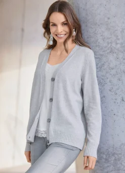 Damen Stilschmiede Strickjacke mit Schurwolle und Kaschmir