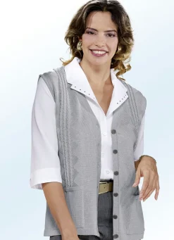 Damen BADER Strickweste mit Zopfdessin