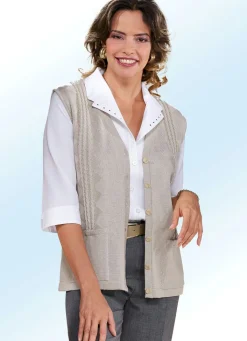 Damen BADER Strickweste mit Zopfdessin