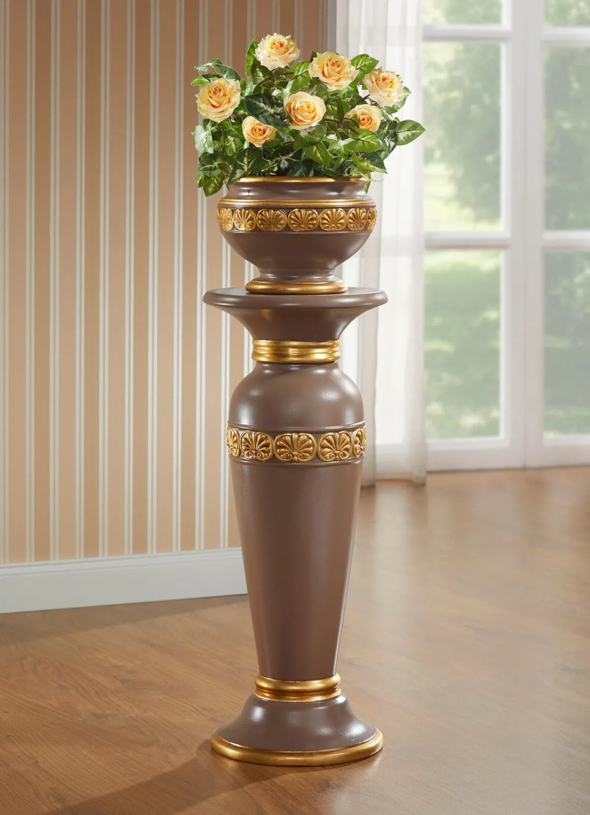BADER Säule mit Übertopf aus italienischer Keramik