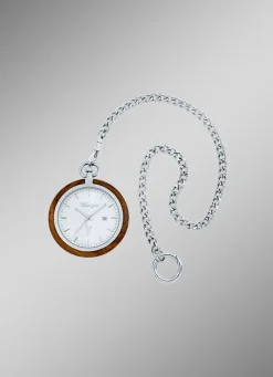 Damen WAIDZEIT Taschenuhr mit Walnuss und Edelstahl Gehäuse