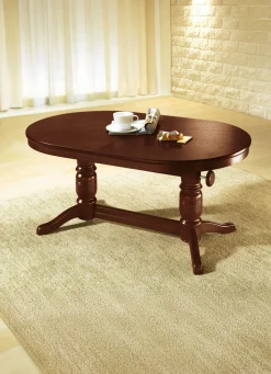 BADER Teilmassiver Couchtisch mit gedrechseltem Tischgestell