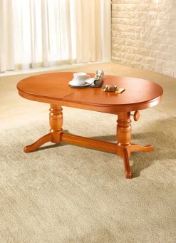 BADER Teilmassiver Couchtisch mit gedrechseltem Tischgestell