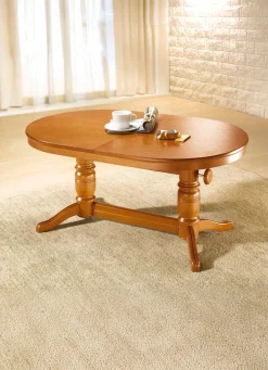 BADER Teilmassiver Couchtisch mit gedrechseltem Tischgestell