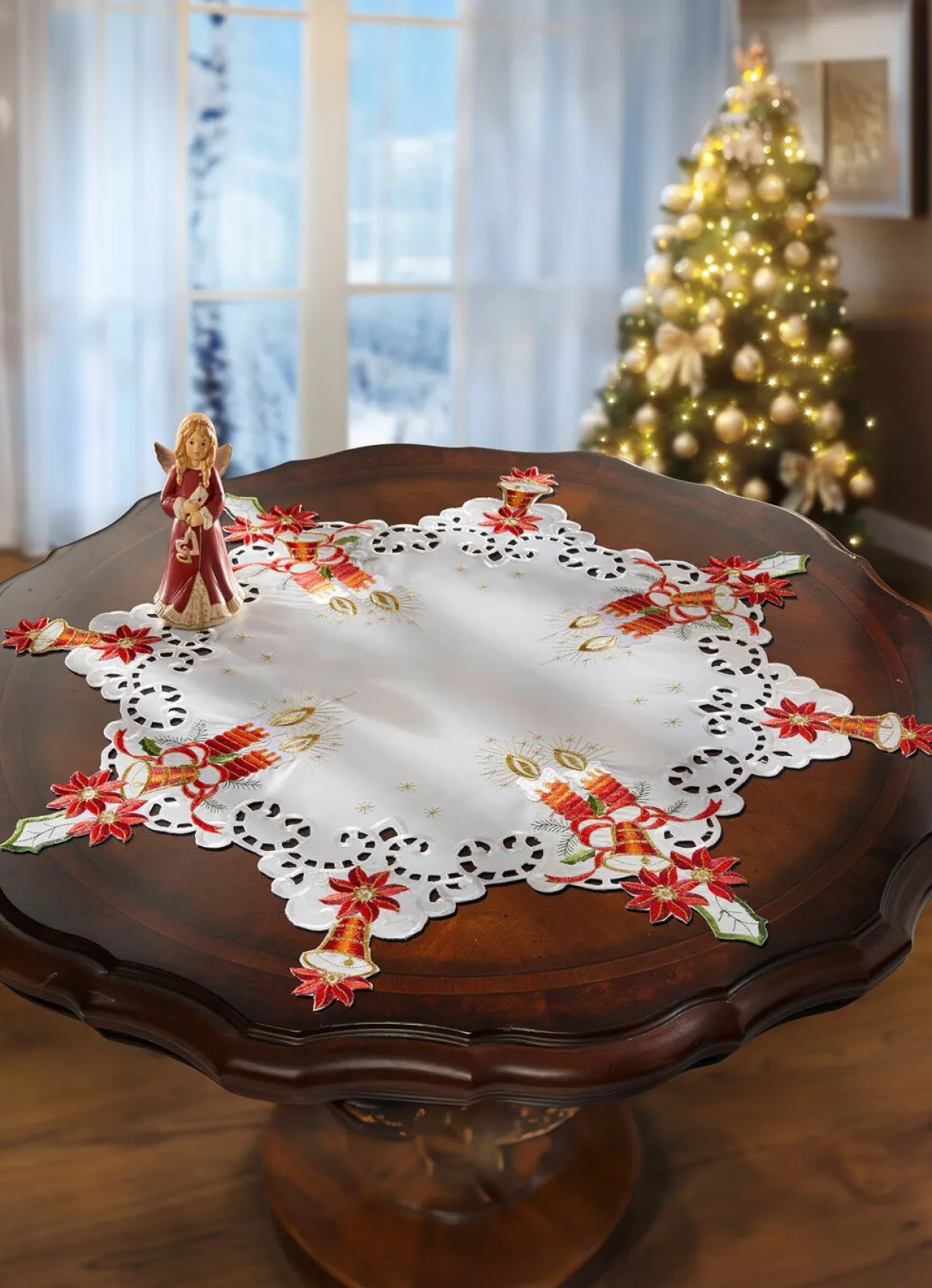 SCHÄFER Tischdecke Stern mit filigraner Stickerei
