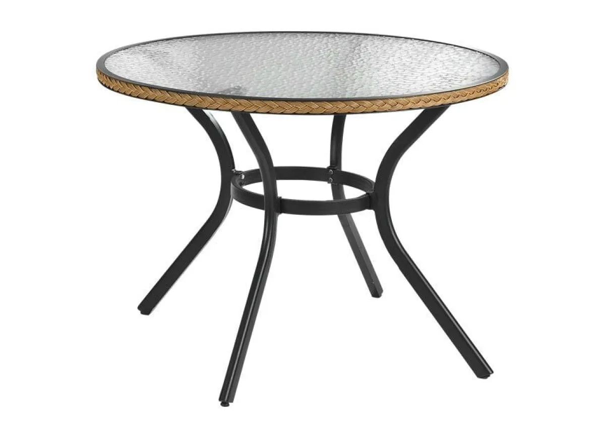 BADER Tisch mit Aluminium-Gestell und Glasplatte
