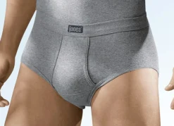 Herren BADER Viererpack Slips aus Feinripp mit Eingriff, uni bunt