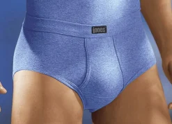 Herren BADER Viererpack Slips aus Feinripp mit Eingriff, uni bunt