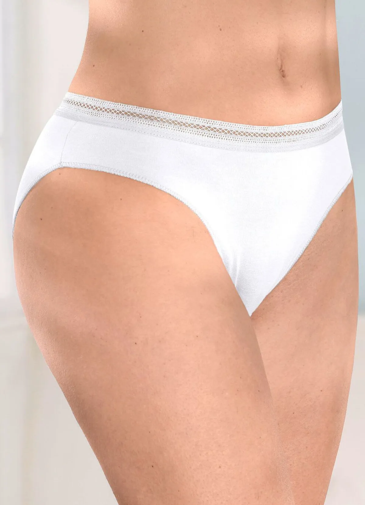 Damen BADER Viererpack Slips mit dekorativem Elastikbund