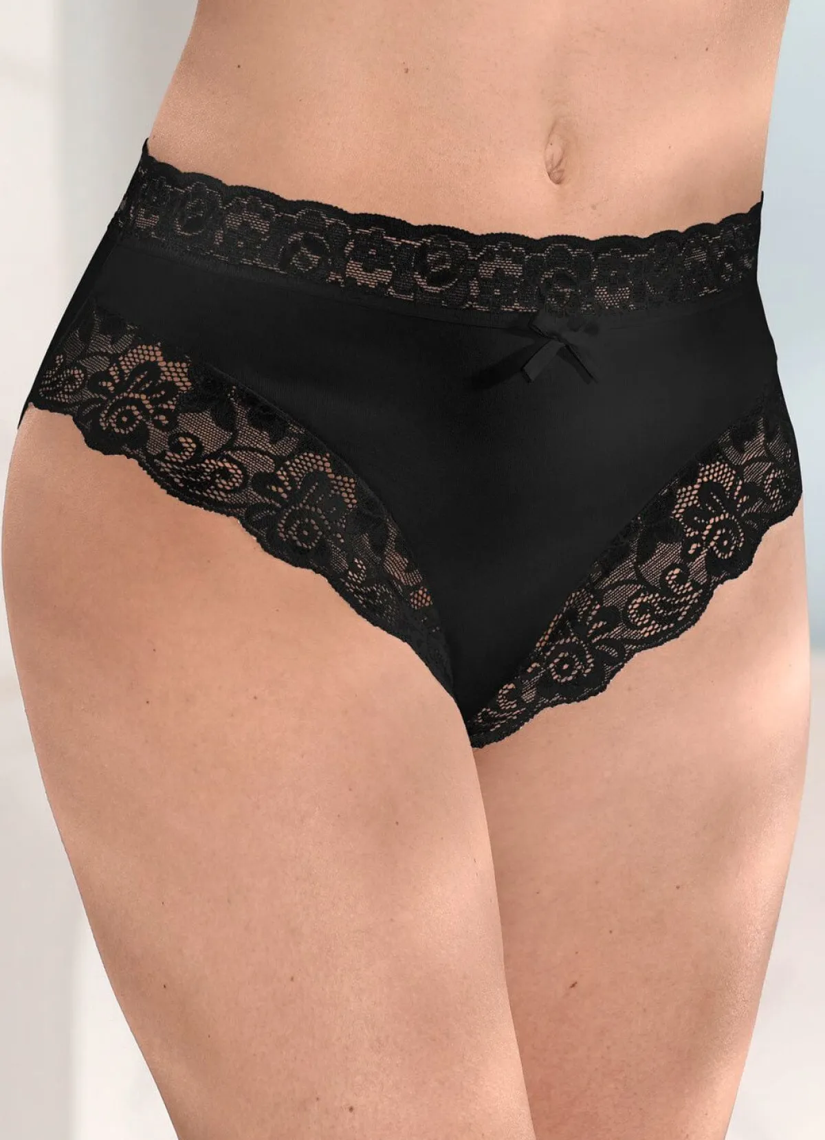 Damen BADER Viererpack Slips mit elastischer Spitze