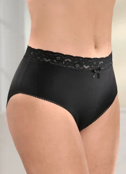 Damen BADER Viererpack Slips mit elastischem Spitzenbund