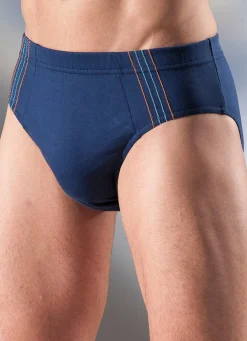 Herren BADER Viererpack Slips, uni mit seitlichen Kontrasten